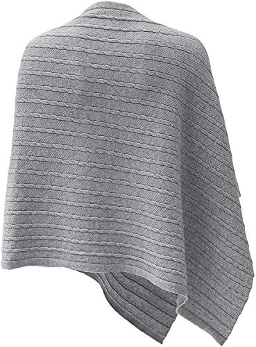 PULI Women's Versatile Knitted Shawls Scarf Poncho Sweater with Buttons Lightweight Spring Summer Fall Wraps Cable - Image 2