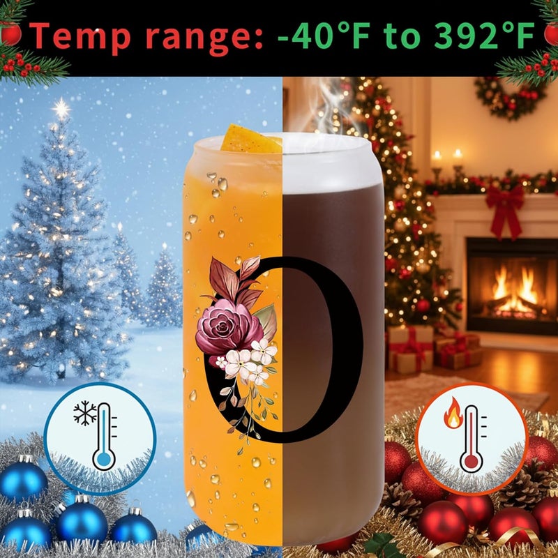 Wulcea Monogrammed Glass Drinking Cup With Lid Straw Women Wife Anniversary Her 9 11 12 13 15 16 17 18 19 22 39 44 Silk Tin Pottery Steel Linen Lace Crystal Silver China Pearl Rudy Sapphire Golden Gifts,O - Image 3