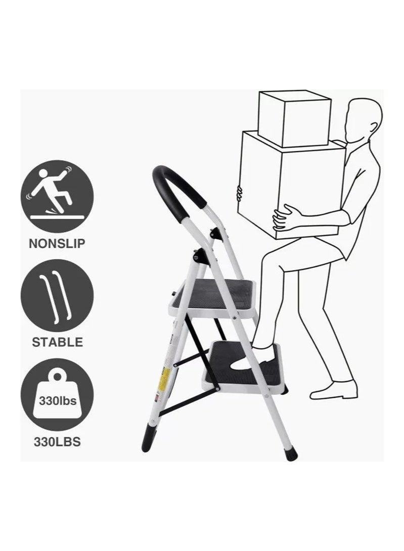 2-Step Folding Step Ladder white - Image 3
