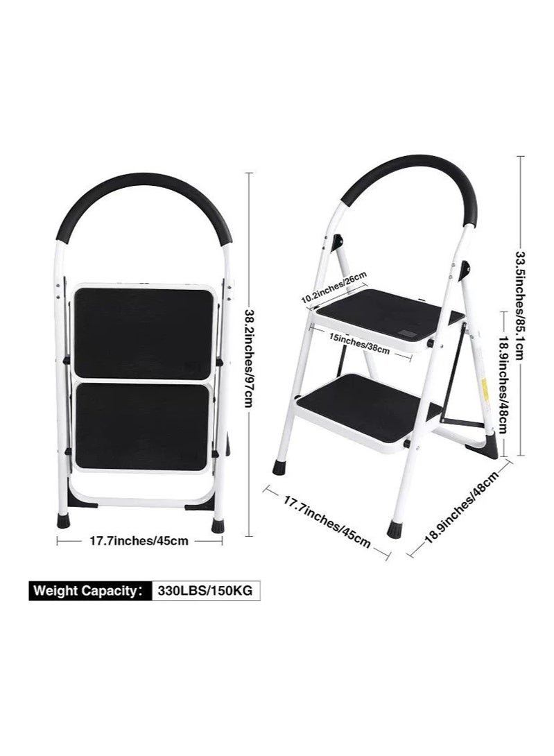 2-Step Folding Step Ladder white - Image 1