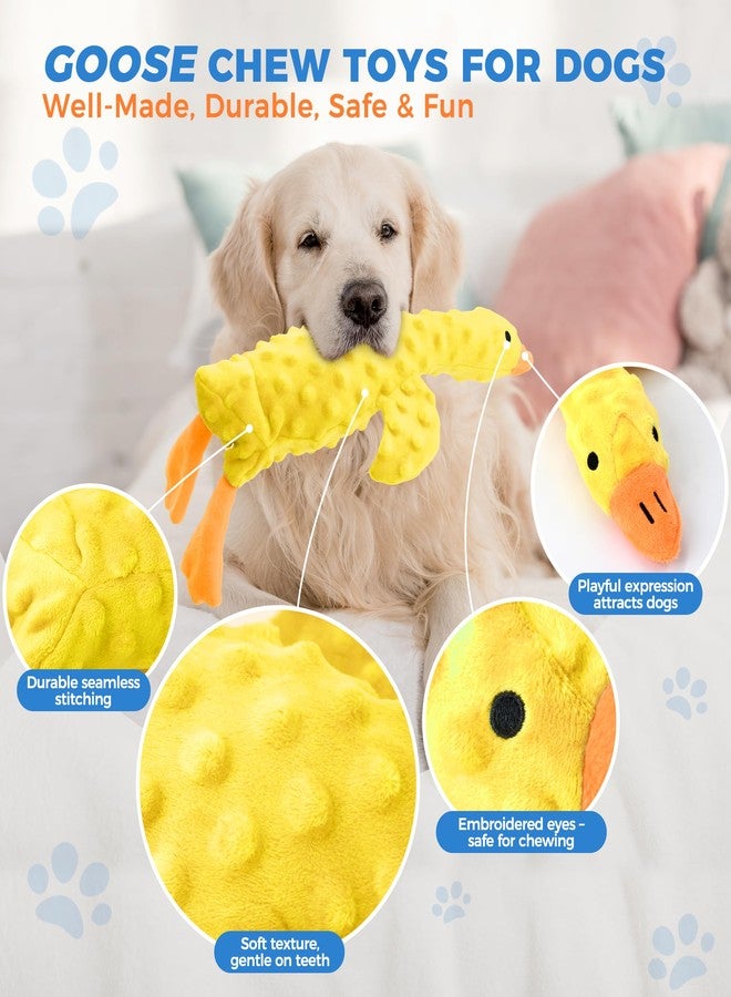 IPTPAS Squeaky Plush Dog Toy for All Breeds, Multifunctional Goose Dog Toy with Honking Sound, Crinkle Paper, Treat Pocket, Durable Soft Stuffed Animal for Chewing, Cuddling, Interactive Play (Yellow) - Image 3