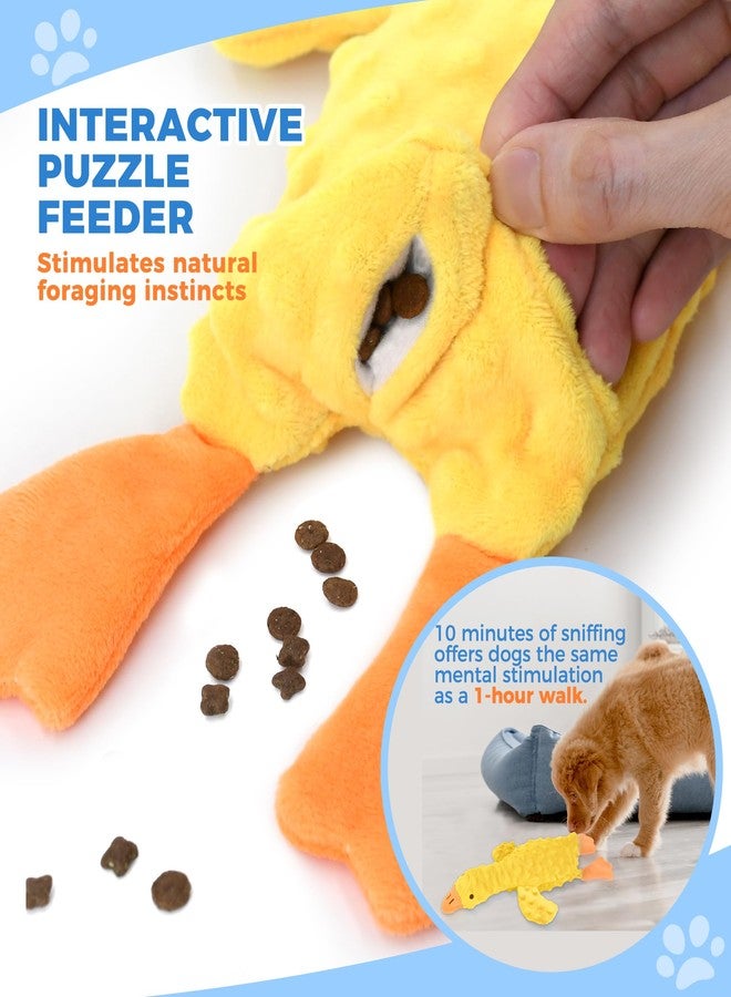 IPTPAS Squeaky Plush Dog Toy for All Breeds, Multifunctional Goose Dog Toy with Honking Sound, Crinkle Paper, Treat Pocket, Durable Soft Stuffed Animal for Chewing, Cuddling, Interactive Play (Yellow) - Image 4