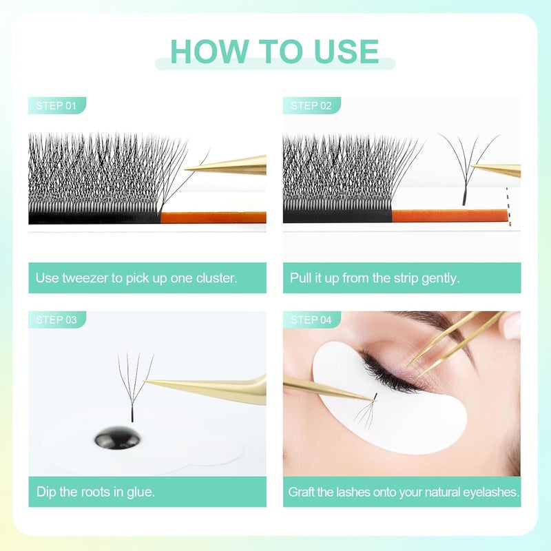 NAGARAKU W Eyelash Extension 4D Volume Premade 007mm D curl 13mm Faux Mink Matte Black Cluster Easy Fanning yy Eye Lashes - Image 5