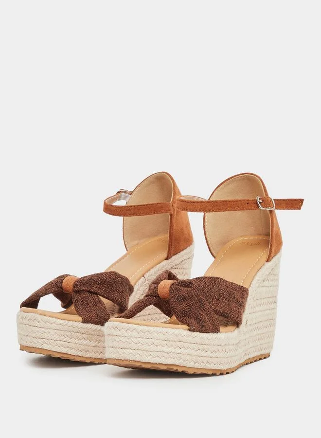 ستايلي Styli Textured Espadrille Wedge Sandals