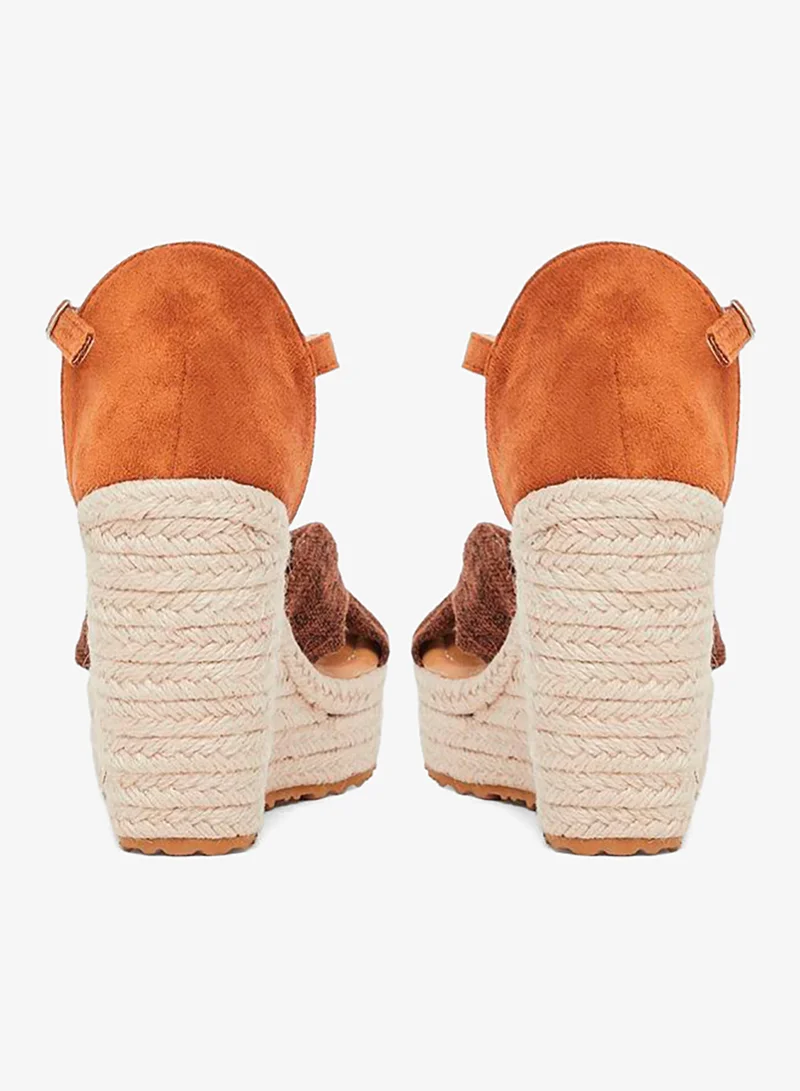 Styli Styli Textured Espadrille Wedge Sandals