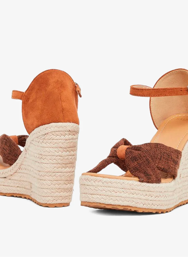 Styli Styli Textured Espadrille Wedge Sandals
