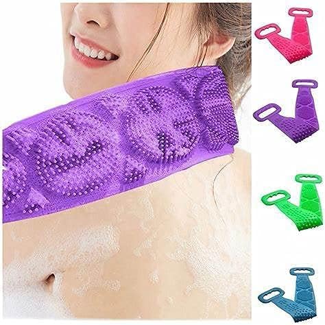 GNOLY Silicone Body Scrubber Belt Exfoliating Belt Removes Belt Scrubber Washer Double Side Shower Bath - Image 3