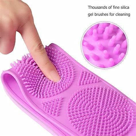 GNOLY Silicone Body Scrubber Belt Exfoliating Belt Removes Belt Scrubber Washer Double Side Shower Bath - Image 2