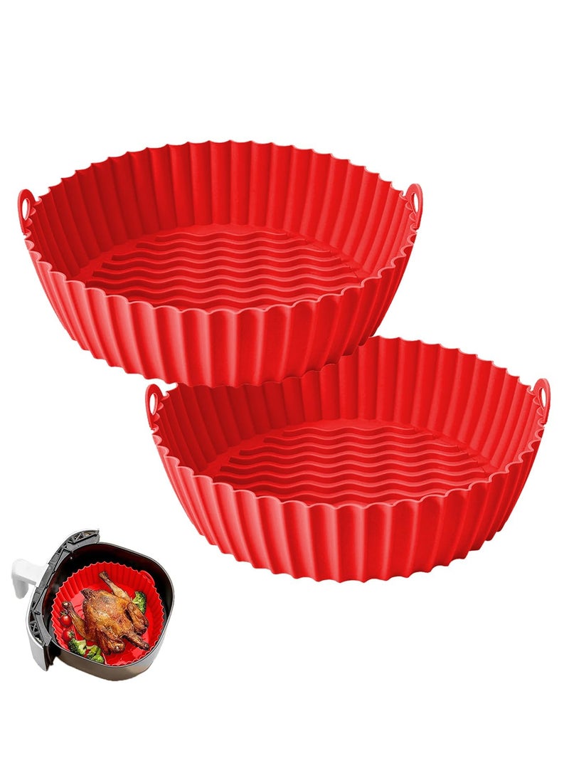 GOSK ENTERPRISE GOSK ENTERPRISE Air Fryer Silicone Liners 85 inch 2 Pack Round Reusable Pot for 5 to 7 QT Basket Heat Resistant Easy Cleaning Non Stick Non Flammable Microwave Inserts Oven Airfryer Accessories 