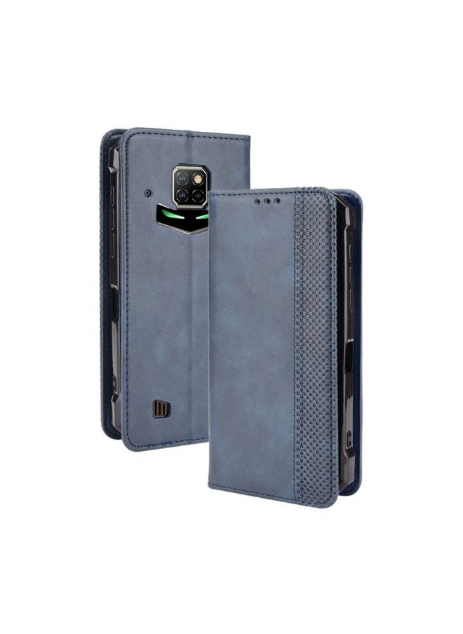 Generic Case Cover For Doogee S88 Plus / S88 Pro Magnetic Buckle Retro Crazy Horse Texture Horizontal Flip Leather Case with Holder & Card Slots & Photo Frame Blue 