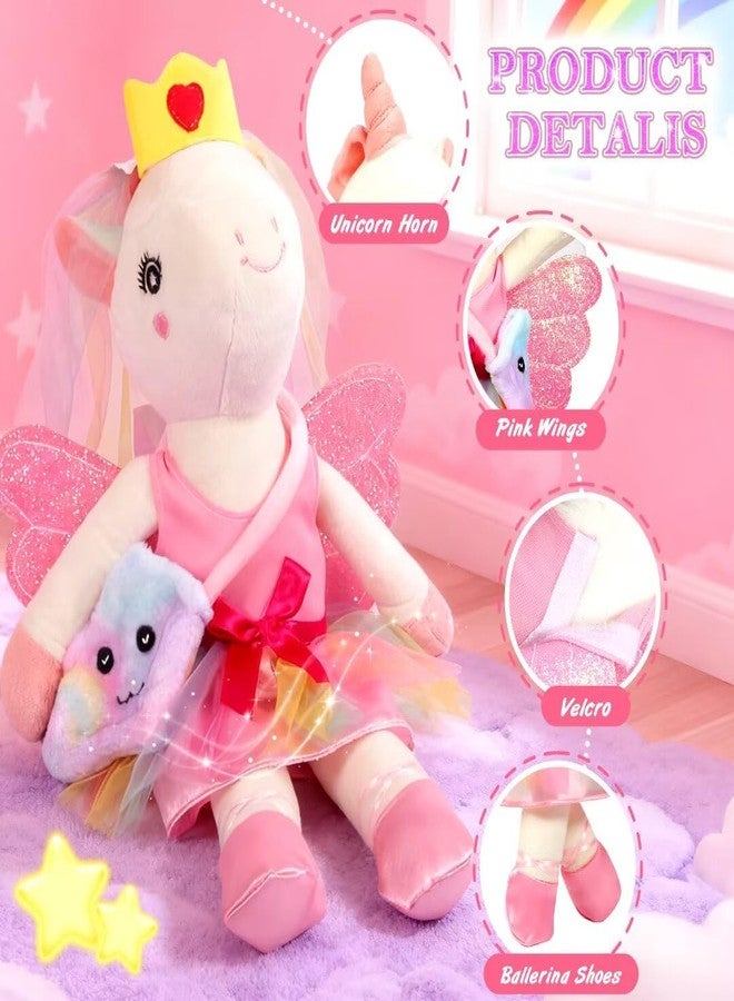 HUITEM Unicorn Toys for Girls Age 4-6, Ballerina Doll Stuffed Animal with 3 Set Clothes, Plush Bag, Accessories, 16 inch Unicorn Doll Toys Birthday Gift for 3 4 5 6 Year Old Little Girls - Image 4
