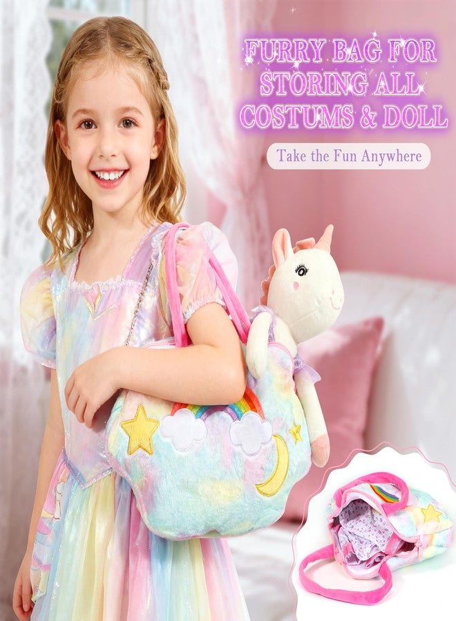 HUITEM Unicorn Toys for Girls Age 4-6, Ballerina Doll Stuffed Animal with 3 Set Clothes, Plush Bag, Accessories, 16 inch Unicorn Doll Toys Birthday Gift for 3 4 5 6 Year Old Little Girls - Image 5