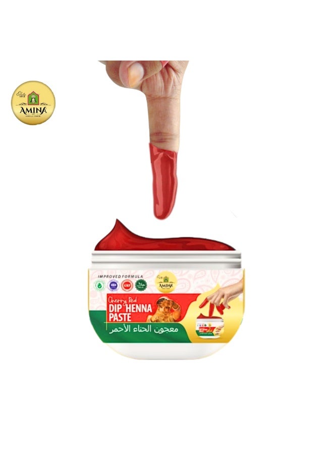 Amina Dip Henna Instant Red Colour Mehendi Paste | For Finger Tips With 3 Types Henna Tattoo Stickers - Image 1