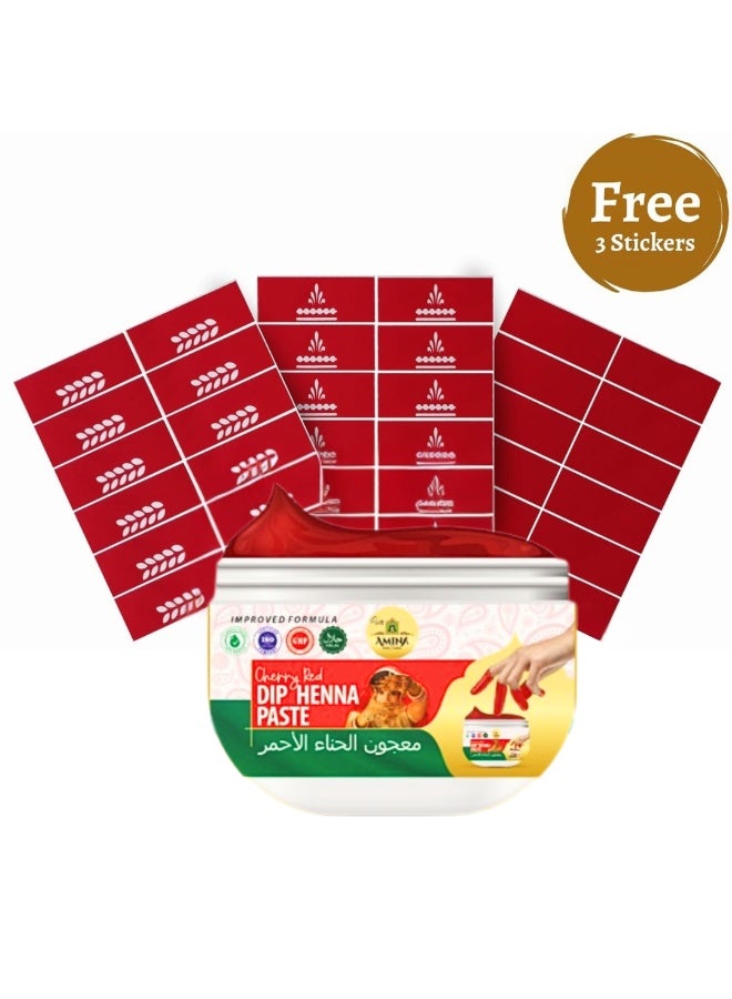 Amina Dip Henna Instant Red Colour Mehendi Paste | For Finger Tips With 3 Types Henna Tattoo Stickers - Image 2