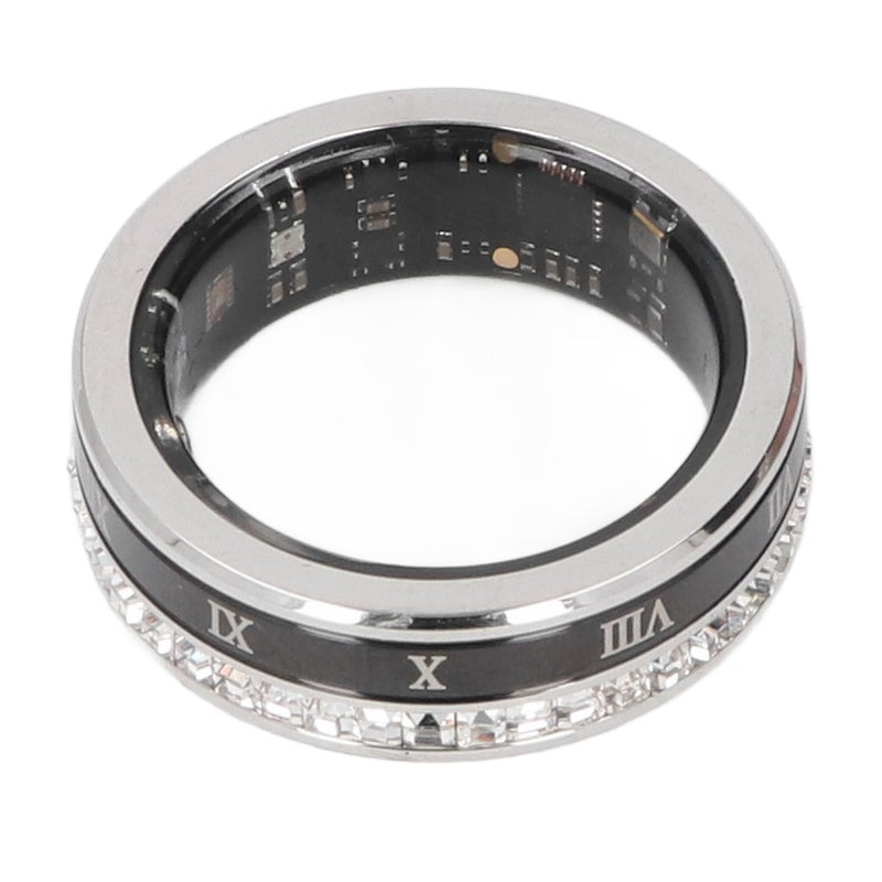 Smart Ring Ti Steel BT IP68 Water Resistant Step Counting Magnetic Charging Fitness Ring for Home Outdoor Activities Silver Size 10 19.8mm / 0.78in ID - Image 5