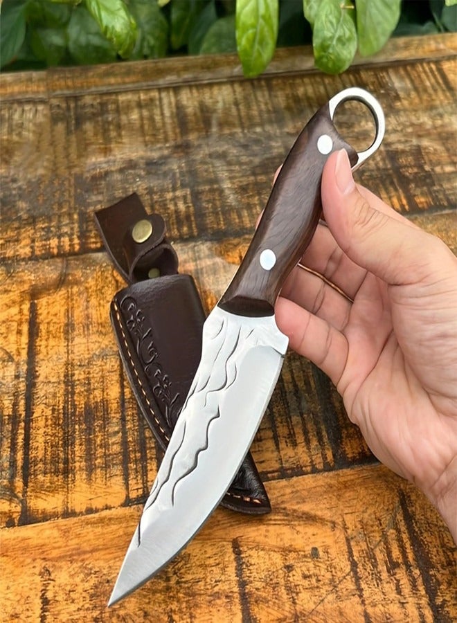 أوساويك سكين الشيف قطع اللحوم مطبخ الرص سكين من الفولاذ المقاوم للصدأ سكين تقطيع السكين عالية الصلابة سكين الجزار أدوات البقاء في الهواء الطلق مع غطاء - Image 4