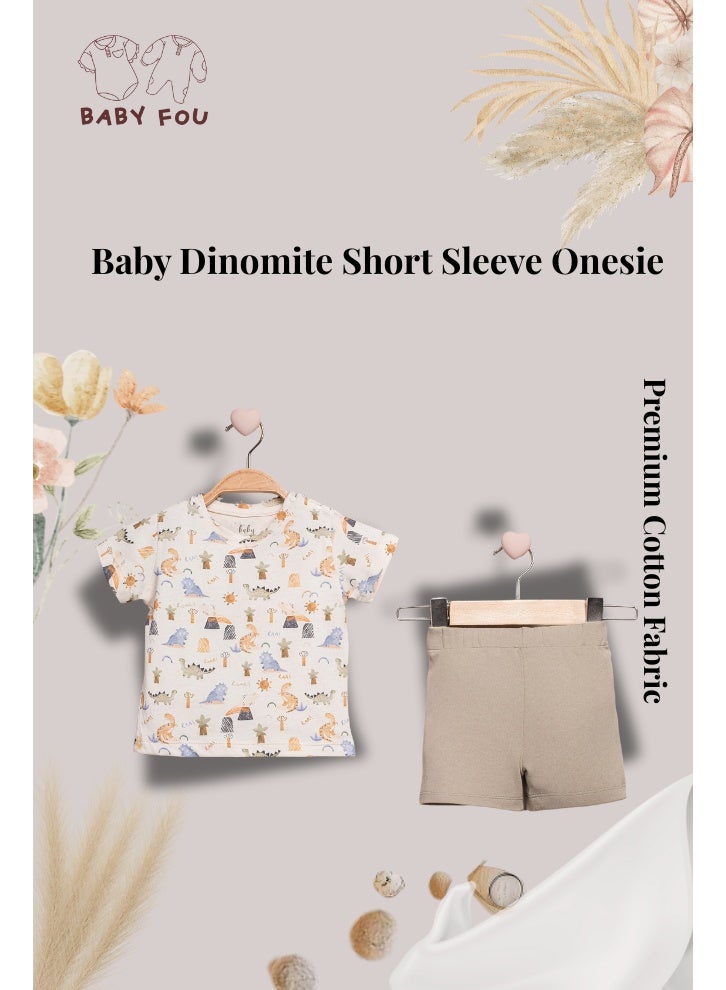 Baby Fou Baby Boys Clothes Set – Dinosaur Jungle Print T-Shirt and Shorts Outfit | Infant & Toddler Summer 2-Piece Cotton Clothing Set | Cute Baby Boy Outfit for Daily Wear, Playtime & Gifts (6–24 Months) - Image 2