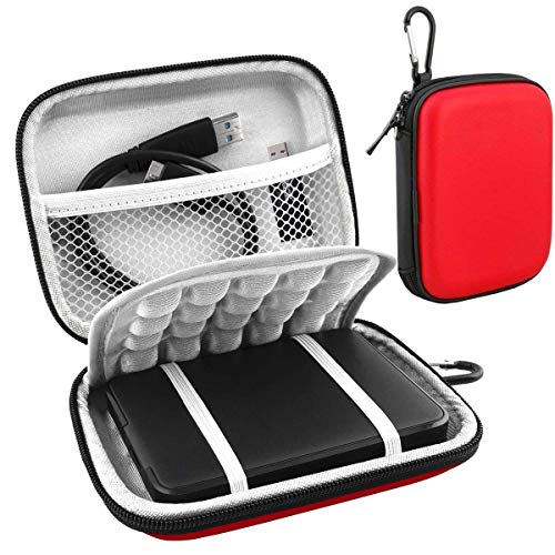 Lacdo Hard Drive Carrying Case for Western Digital WD Elements/WD My Passport/My Passport Ultra Portable External Hard Drive HDD 1TB 2TB 4TB 5TB 6TB USB 3.0 Protective Storage Travel Bag, Red - Image 1