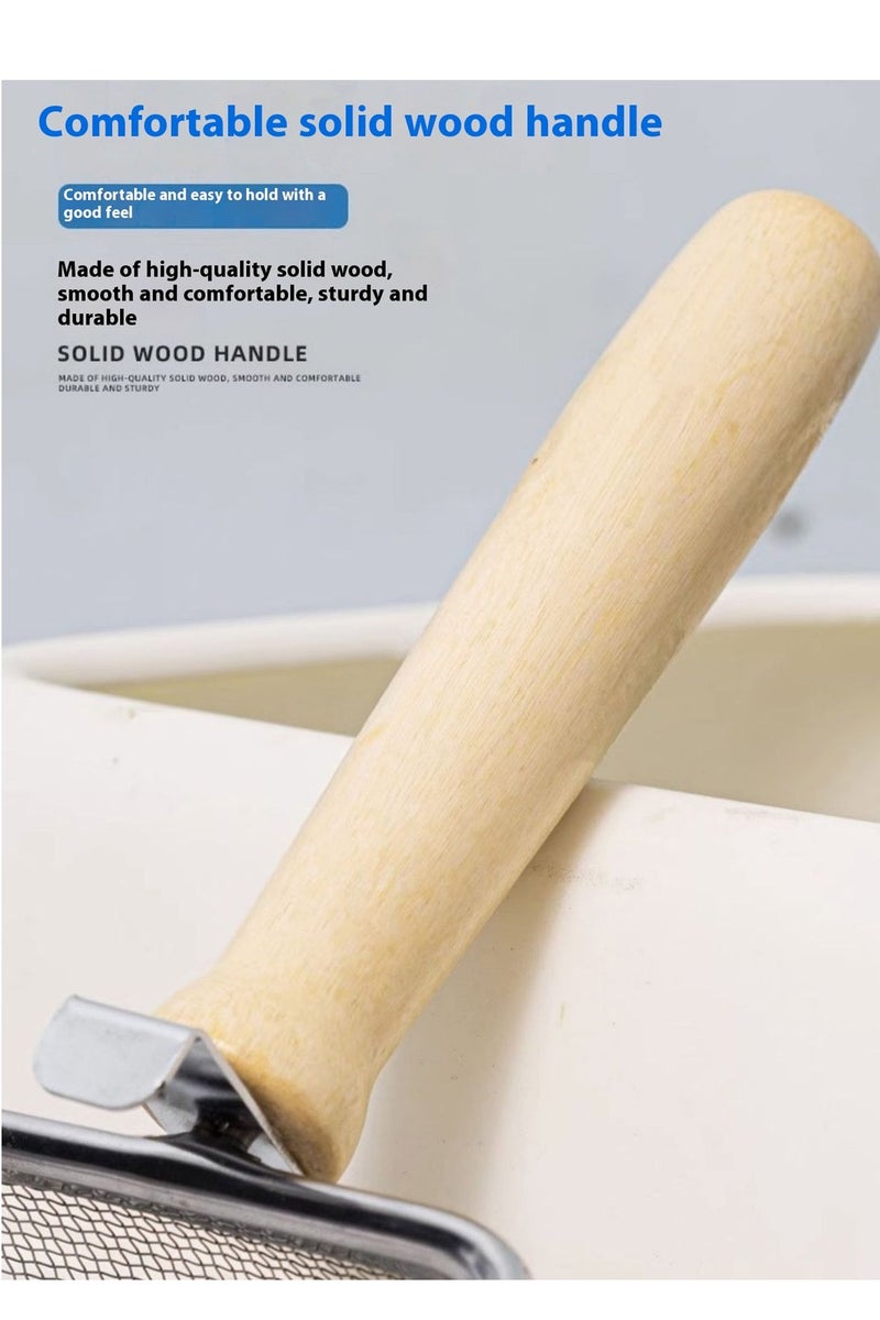 كيدل الفولاذ المقاوم للصدأ شبكة القط القمامة مجرفة معدنية دائمة القط مجرفة مع مقبض خشبي لتنظيف صندوق القمامة للقطط - Image 3