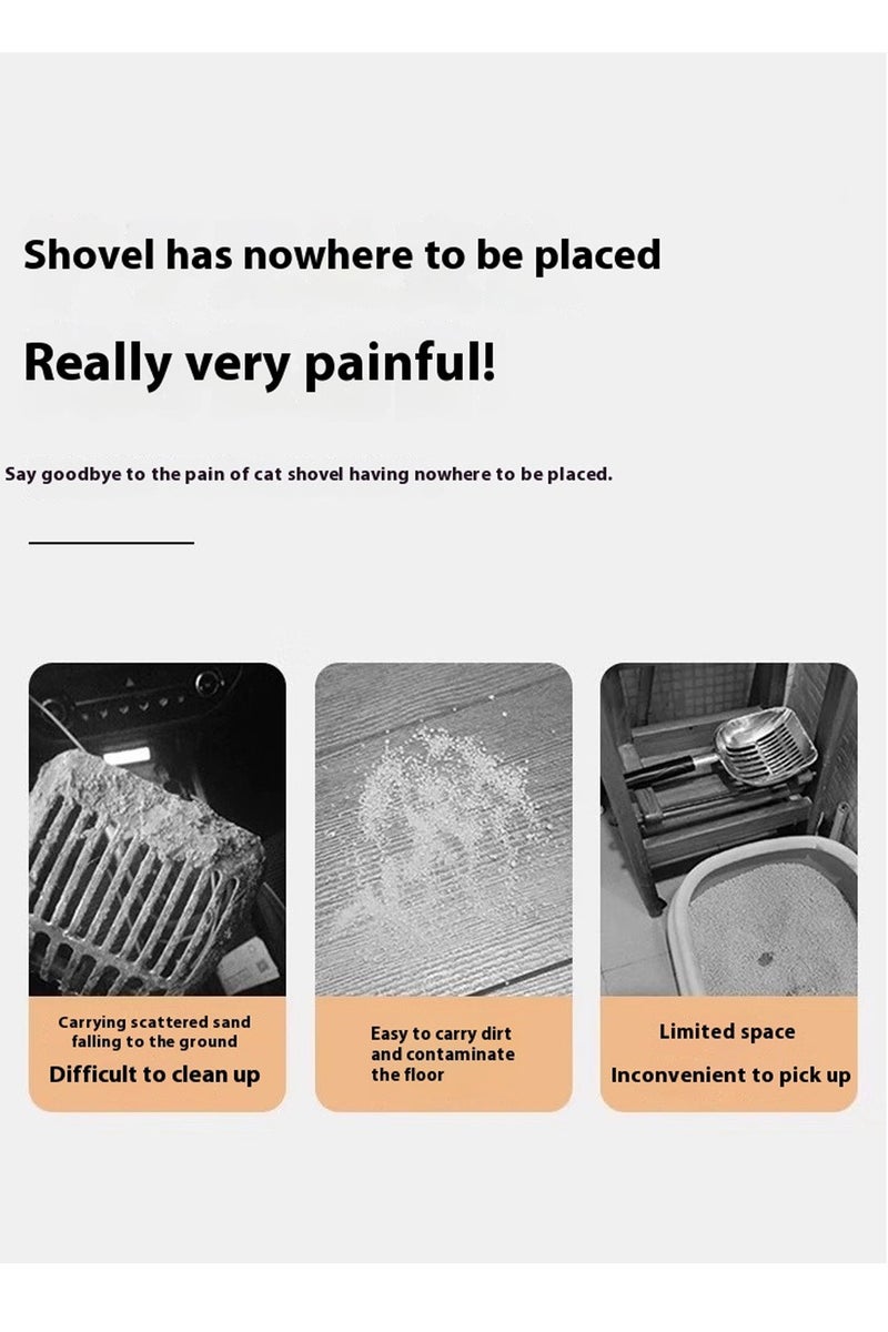 كيدل الفولاذ المقاوم للصدأ شبكة القط القمامة مجرفة معدنية دائمة القط مجرفة مع مقبض خشبي لتنظيف صندوق القمامة للقطط - Image 4