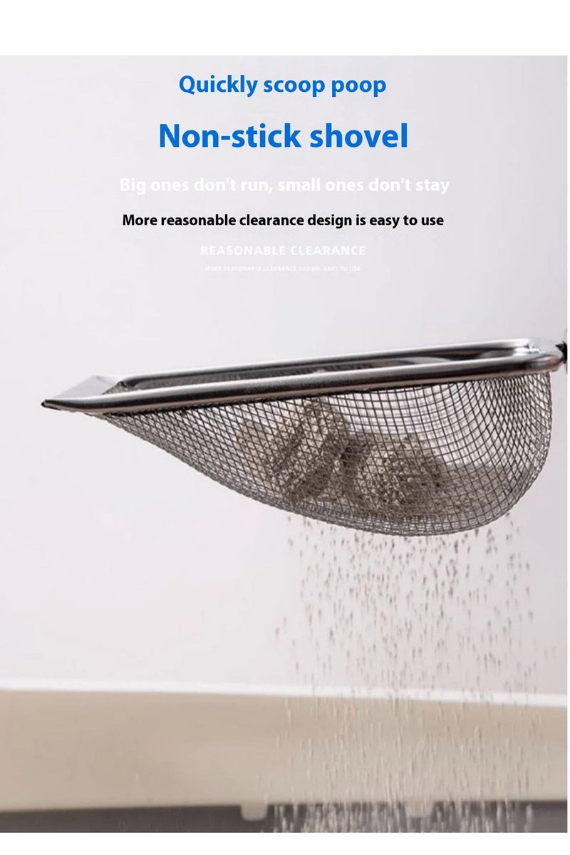 كيدل الفولاذ المقاوم للصدأ شبكة القط القمامة مجرفة معدنية دائمة القط مجرفة مع مقبض خشبي لتنظيف صندوق القمامة للقطط - Image 2
