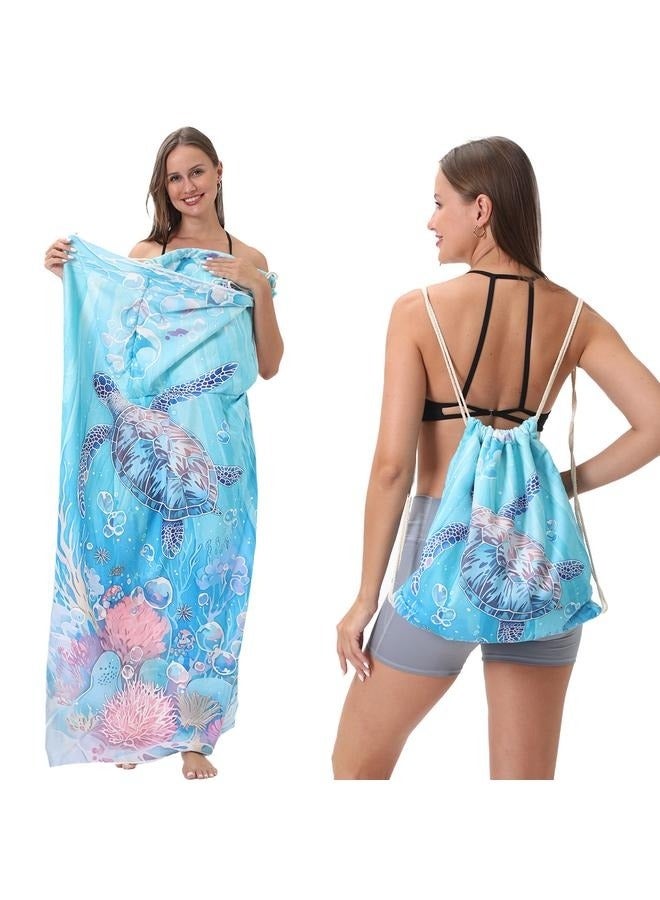 Microfiber Beach Towel,Beach Towel Bag, 63''x31'' Large Towels, Lightweight Compact Quick Dry Absorbent Pool Towel for Bath,Camping,Swimming,Travel Accessories,Compact Towels for Swimming Pool