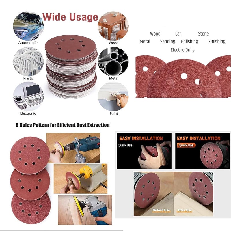 Malfah Enterprises Malfah Sanding Sheet For Random Orbital Sander 5 P 320 inch sanding disc paper round 125 mm abrasive sandpaper set for random orbital sander polisher 5X320 Grit 20 pcs  - Image 4