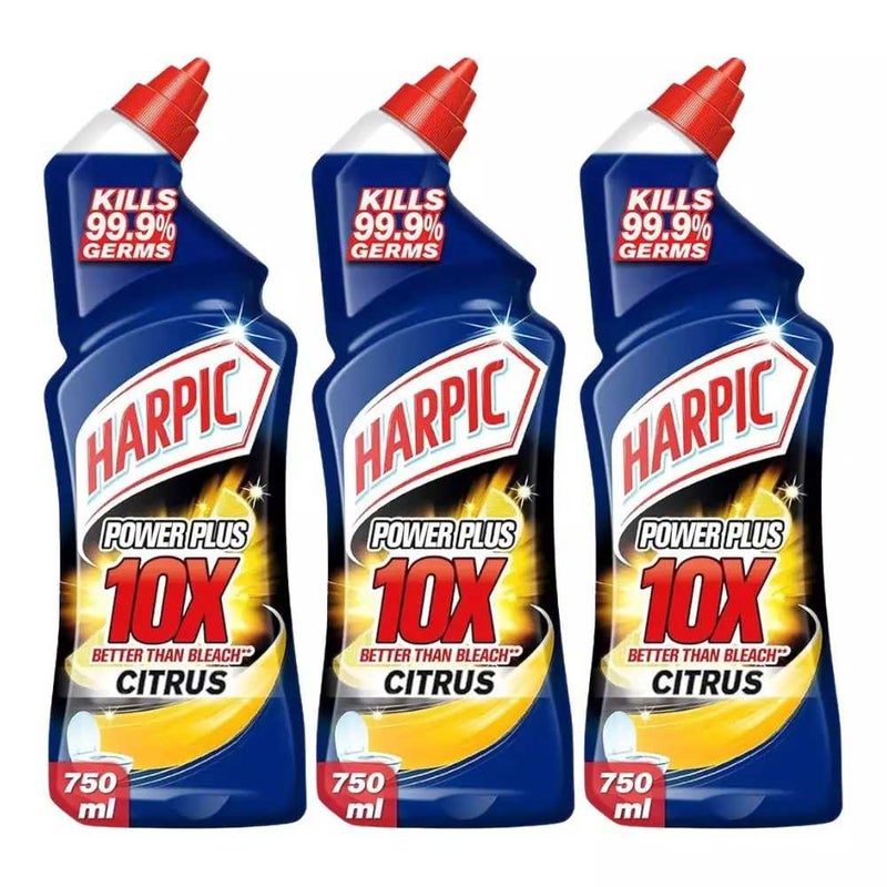 Harpic Power Plus Citrus Fresh Liquid Toilet Cleaner- 3 X 750ml