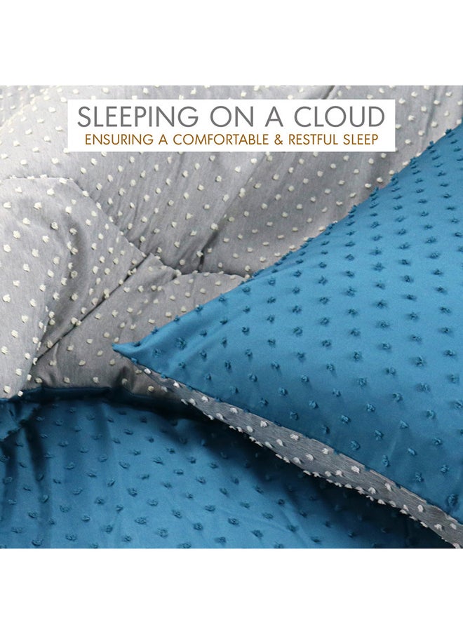 Hotel Linen Klub 2-Piece Hotel Linen Klub Reversible Swiss Dots Single Comforter Outer Fabric : Poly Melange w/ Real  Swiss Dots Pattern ,Size : 160 x 200cm ,Color : Navy & Light Grey  - Image 2
