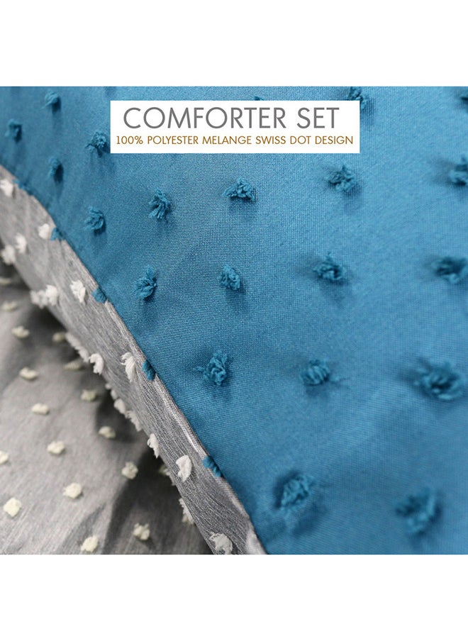 Hotel Linen Klub 2-Piece Hotel Linen Klub Reversible Swiss Dots Single Comforter Outer Fabric : Poly Melange w/ Real  Swiss Dots Pattern ,Size : 160 x 200cm ,Color : Navy & Light Grey  - Image 3