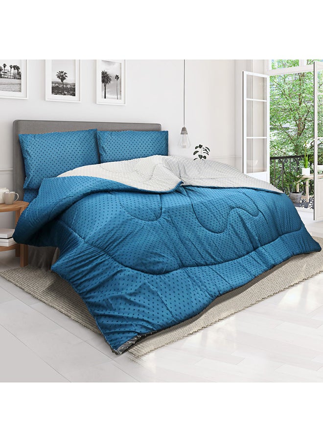Hotel Linen Klub 2-Piece Hotel Linen Klub Reversible Swiss Dots Single Comforter Outer Fabric : Poly Melange w/ Real  Swiss Dots Pattern ,Size : 160 x 200cm ,Color : Navy & Light Grey  - Image 1
