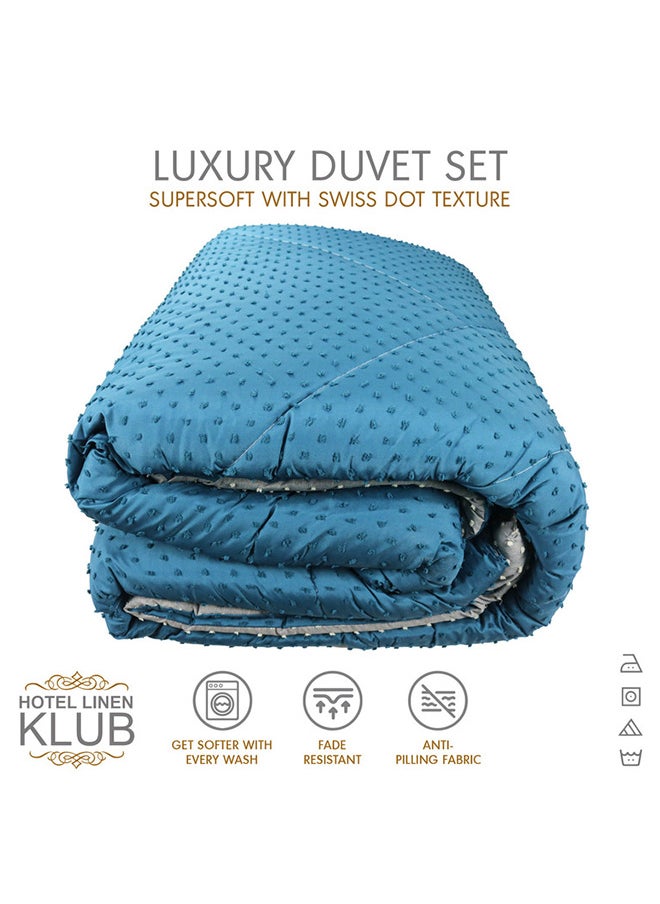 Hotel Linen Klub 2-Piece Hotel Linen Klub Reversible Swiss Dots Single Comforter Outer Fabric : Poly Melange w/ Real  Swiss Dots Pattern ,Size : 160 x 200cm ,Color : Navy & Light Grey  - Image 4