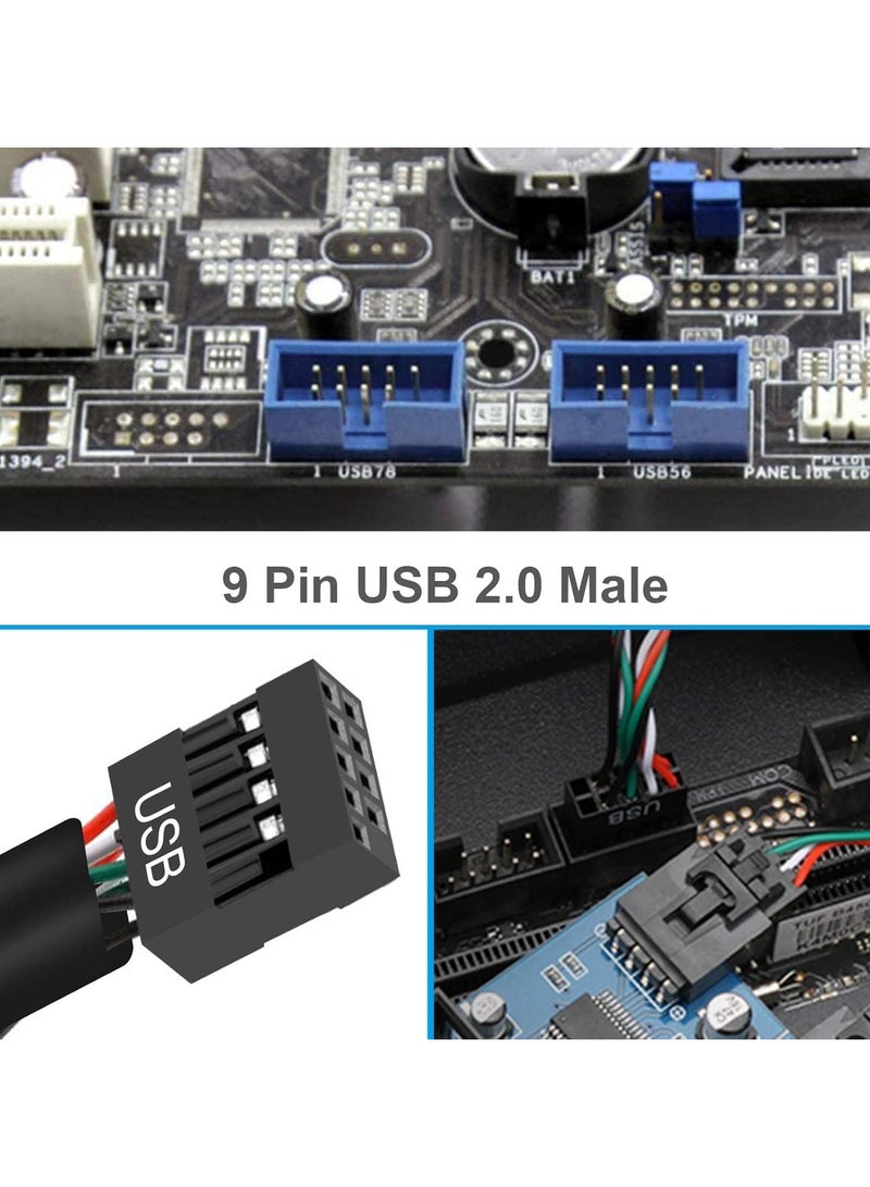 VKL 9pin USB Header Male 1 to 4 Female Extension Card USB 2.0 Splitter Cable Connector for Motherboard, Adapter Port Multiplier for CPU, WiFi Receiver, Fans, and RGB Light - Image 3