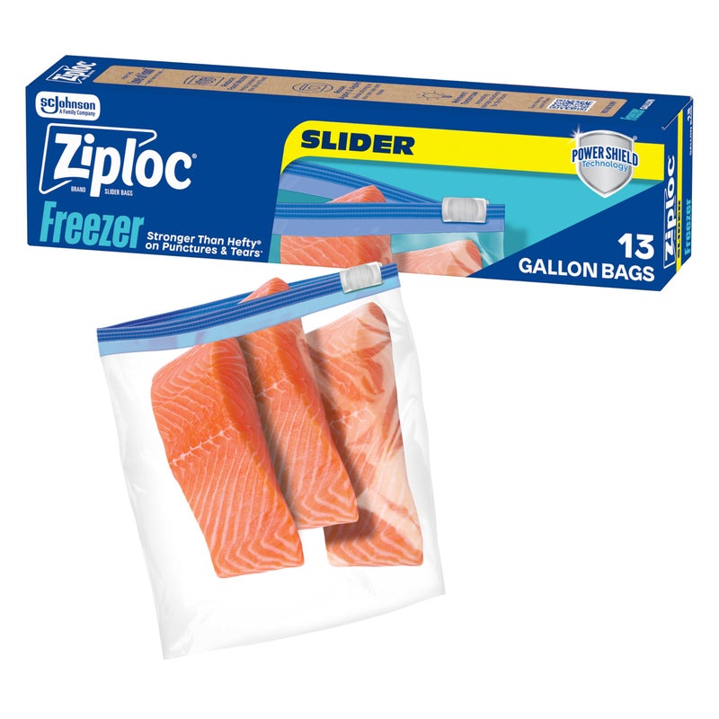 Ziploc Gallon Food Storage Freezer Slider Bags Power Shield Technology for More Durability 13 count