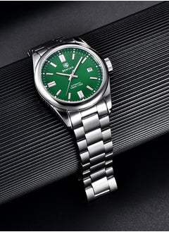 BENYAR Men's Fashion Automatic Mechanical Watches, 39MM Stainless Steel Waterproof Frame, Silver Green Dial, Luxurious Elegant, Silver Steel Band BY5185  - Image 3