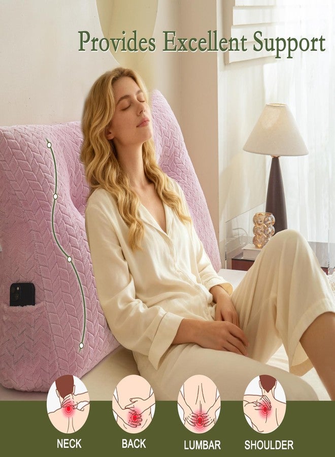 YOUR MOON Wedge Headboard Pillow Twin Size, Triangular Wedge Backrest Pillow with 1 Pack Neck Roll Pillows, Headboard Pillow for Bed,Daybed,and Lounging, Large Bed Bolster Pillows,Pink - Image 2