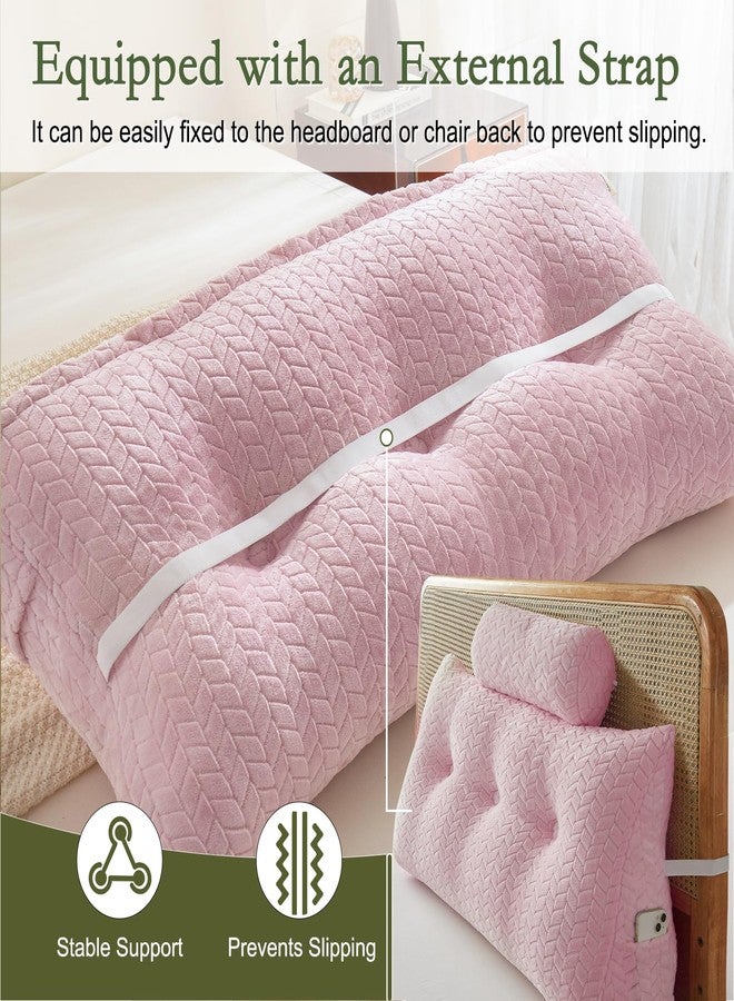 YOUR MOON Wedge Headboard Pillow Twin Size, Triangular Wedge Backrest Pillow with 1 Pack Neck Roll Pillows, Headboard Pillow for Bed,Daybed,and Lounging, Large Bed Bolster Pillows,Pink - Image 5