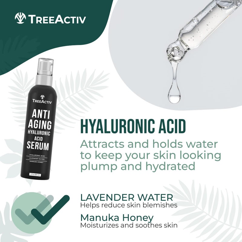 TreeActiv Anti-Aging Hyaluronic Acid Serum for Face 2 oz, Hydrating Wrinkle Repair for Skin Care, Pure Hyaluronic Acid Face Serum for Women, Oil-Free Anti-Aging for Advanced Skin Repair TreeActiv - Image 5