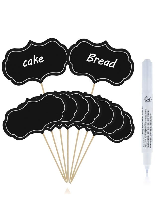 Yolev 50 قطعة علامات الطعام لحفلة بوفيه علامات طعام لحفلة بوفيه علامات جبن لشاركوتيري لتزيين حفلات الزفاف وأعياد الميلاد (أسود) - Image 1