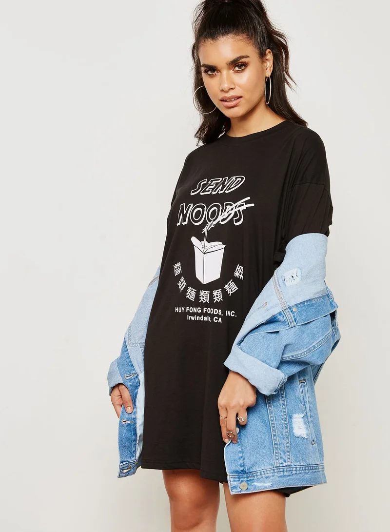Missguided Slogan Oversized T-Shirt Dress