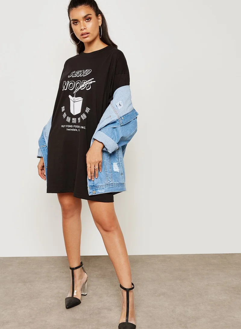 Missguided Slogan Oversized T-Shirt Dress