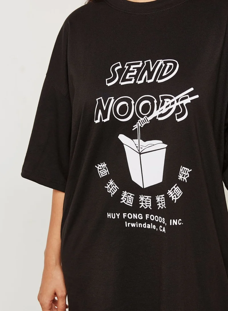 Missguided Slogan Oversized T-Shirt Dress