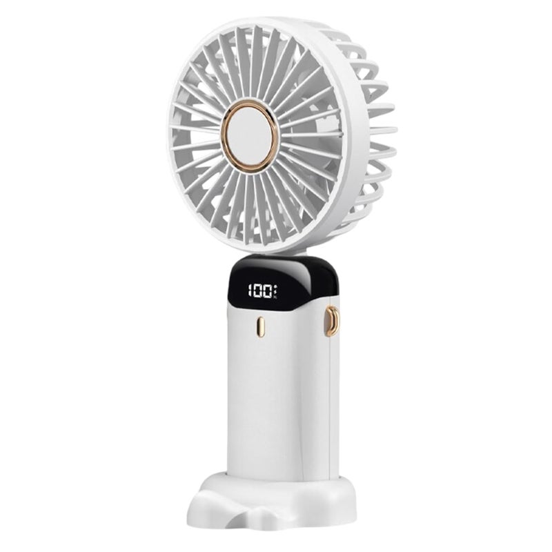 Wisely Multifunctional Handheld Fan with Digital Display – Rechargeable USB Mini Fan with 5-Speed – Silent, Portable Desk Fan for Makeup Girl Women Travel, Office, Home – Personal Cooling Fan, White - Image 1