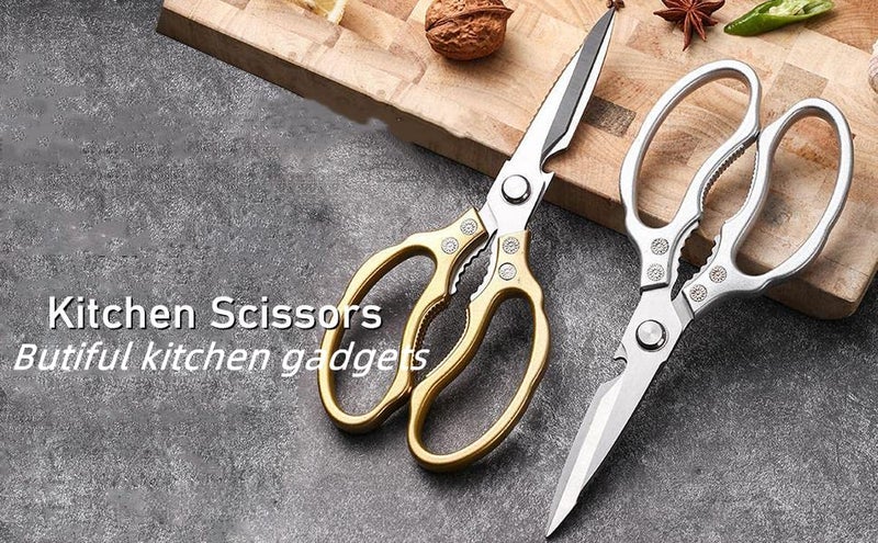 AWinjoy Heavy Duty Sharp Kitchen Scissors, Dishwasher Safe, Cooking Shears for Meat, Chicken, Fish, Poultry, Herb, Bread (Silver) - Image 5