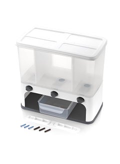Oblivion Oblivion 3-Grid Rotating Food Dispenser – Stackable Storage Container, One-Click Easy Flow Tank, Push Button Transparent Refill Holder, Compact & Space-Saving Kitchen Accessory for Rice, Pulses & More  - Image 4