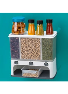 Oblivion Oblivion 3-Grid Rotating Food Dispenser – Stackable Storage Container, One-Click Easy Flow Tank, Push Button Transparent Refill Holder, Compact & Space-Saving Kitchen Accessory for Rice, Pulses & More  - Image 3