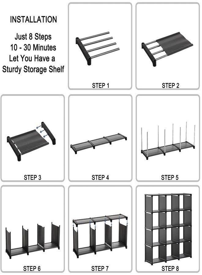Aocoray 12 Cube Storage Organizer Book Shelves, DIY Open Stackable Bookshelf, Extra Large Plastic Bookcase Rack for Bedroom, Living Room, Home Office - Image 4