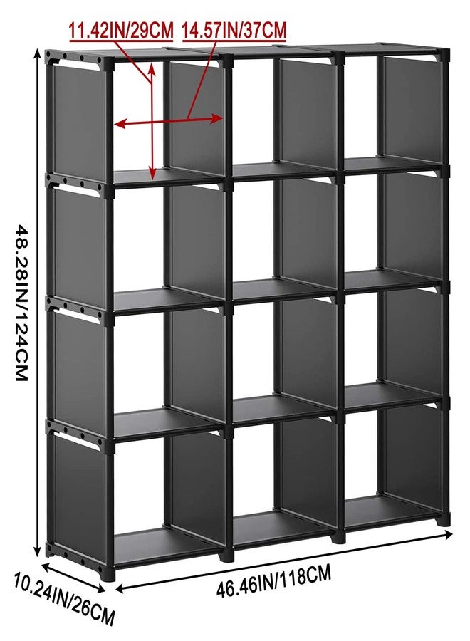 Aocoray 12 Cube Storage Organizer Book Shelves, DIY Open Stackable Bookshelf, Extra Large Plastic Bookcase Rack for Bedroom, Living Room, Home Office - Image 2