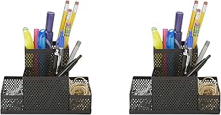 Mind Reader EMPORG2-BLK 2 Piece Cup, Pen, Pencil, Paperclip, Thumbtack Holder, Office Supplies Storage Organizer, - Image 1