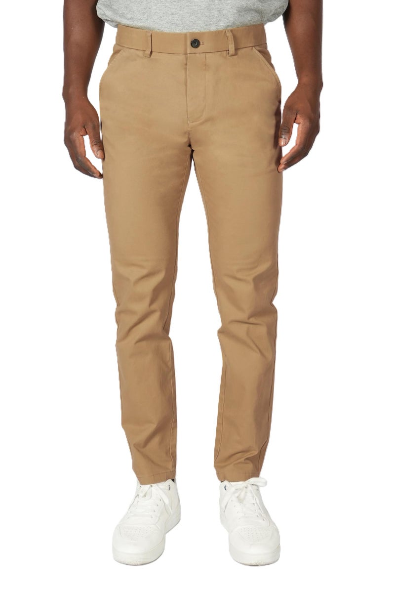Plaid&Plain Men's Skinny Stretchy Khaki Pants Colored Pants Slim Fit Slacks Tapered Trousers 819 Khaki 32X30 - Image 5